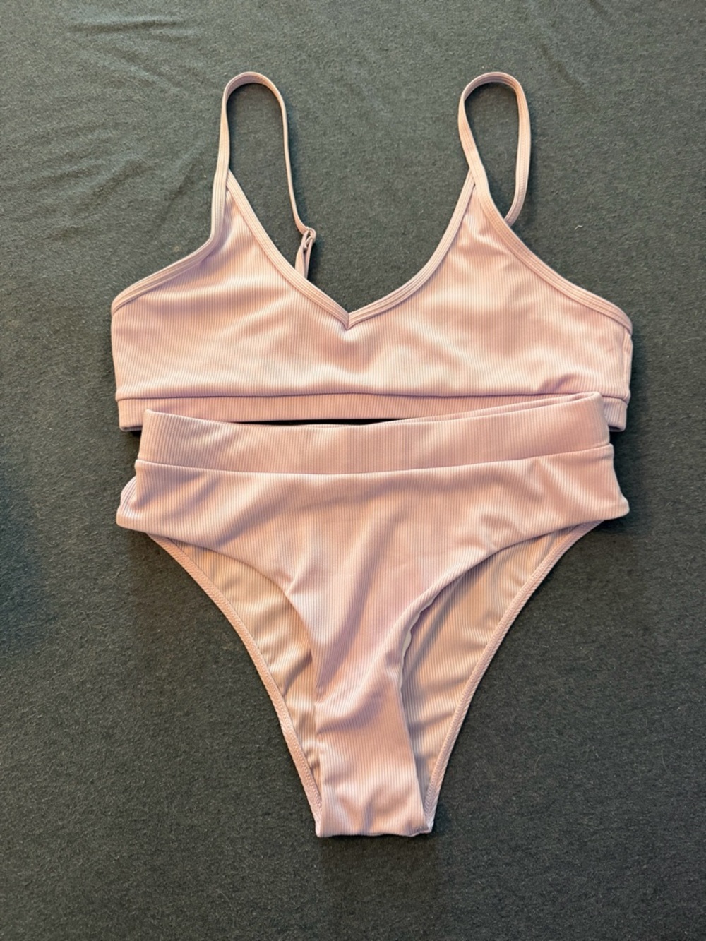 Light purple Ribbed Bikini Set - Picture 2 of 4